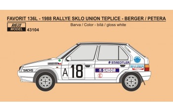 Decal – Škoda Favorit 136L - Rallye Teplice 1988 - Berger / Petera 1/43